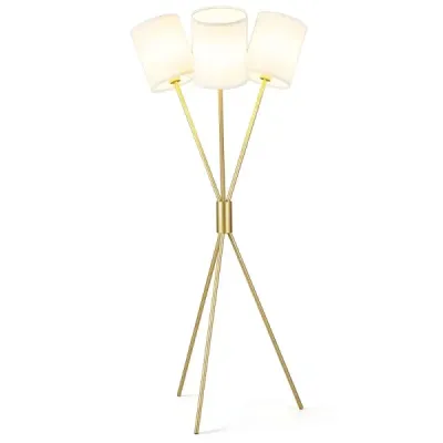 Stojací lampa se 3 látkovými stínidly Moderní stojací lampa Dekorativní stojací lampa s kovovým rámem