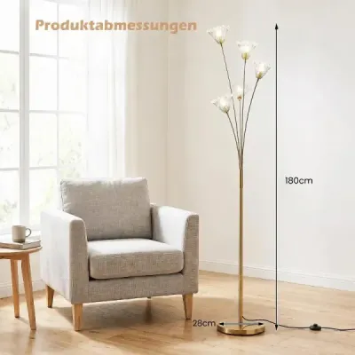Stojací lampa ve tvaru pampelišky – moderní stojací lampa – dekorativní stojací lampa s kovovým rámem, 28 x 180 cm