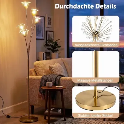 Stojací lampa ve tvaru pampelišky – moderní stojací lampa – dekorativní stojací lampa s kovovým rámem, 28 x 180 cm