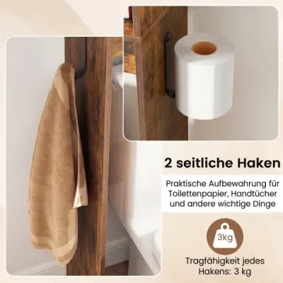 Toaletní skříňka – organizér do koupelny ve venkovském stylu s posuvnými dveřmi v designu stodolových vrat, hnědá