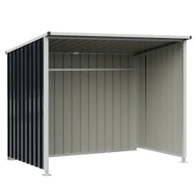 Kovová kůlna na nářadí s výztužnými příčkami, 2,5 m², 204 x 120 x 159 cm, šedá