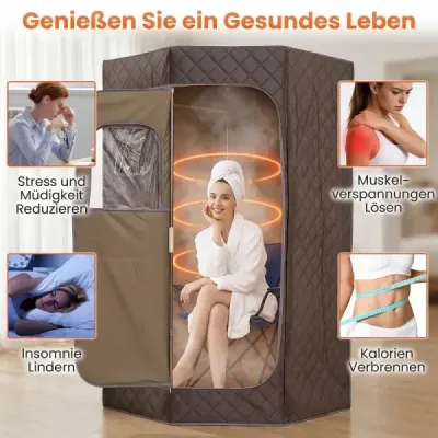 Přenosná parní sauna pro domácí použití s 9 teplotními stupni, saunový stan s dálkovým ovládáním a časovačem, šedá
