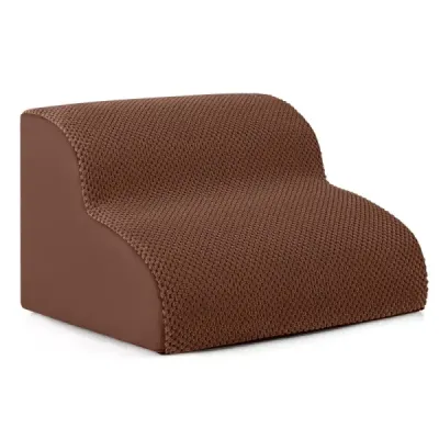 Schody pro psy, 2 stupně, protiskluzové schody pro psy z pěnového materiálu, nosnost 20 kg, hnědé
