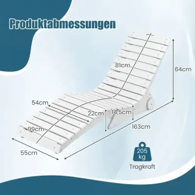 Lehátko z HDPE, ergonomické zahradní lehátko ve tvaru S, plážové lehátko odolné proti povětrnostním vlivům s kolečky, hnědé