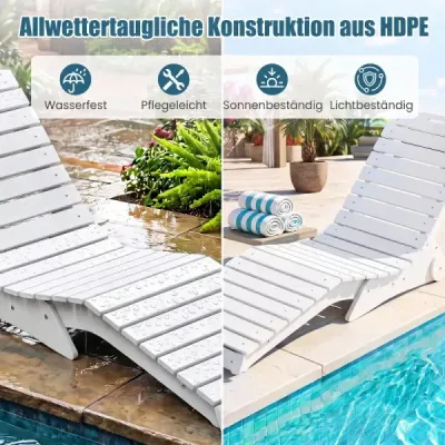 Lehátko z HDPE, ergonomické zahradní lehátko ve tvaru S, plážové lehátko odolné proti povětrnostním vlivům s kolečky, hnědé