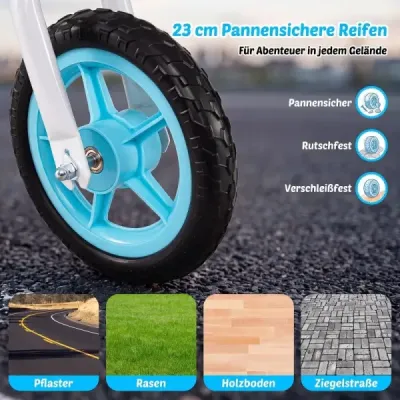 Dětské odrážedlo s výškově nastavitelným řídítkem pro děti od 3 let, nosnost 20 kg, modré