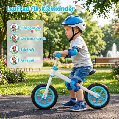 Dětské odrážedlo s výškově nastavitelným řídítkem pro děti od 3 let, nosnost 20 kg, modré