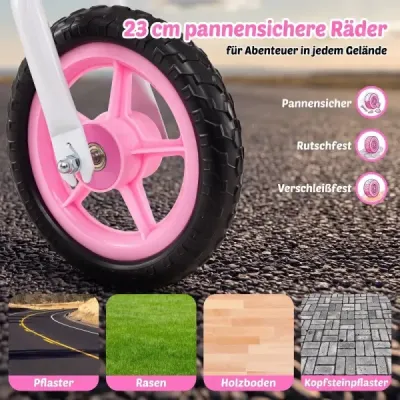 Dětské odrážedlo s výškově nastavitelným řídítkem pro děti od 3 let, nosnost 20 kg, růžové