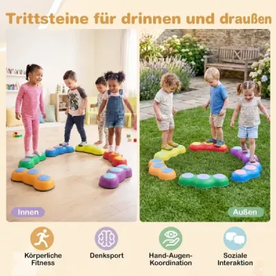 Balancovací kostky pro děti od 3 let – 6 kusů protiskluzových stohovacích kostek s polstrováním z TPE