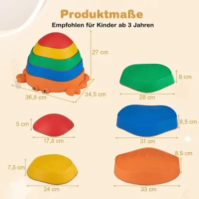 5 ks protiskluzových balančních kamenů pro děti od 3 let v provedení krabí, vícebarevné