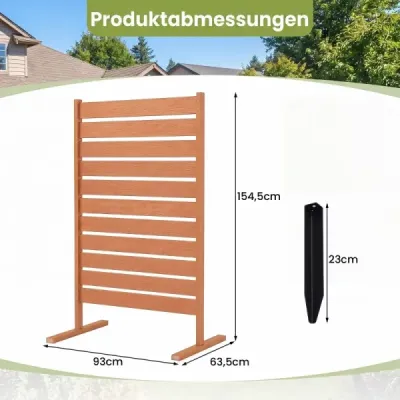 Ochranný plot z HIPS, 93 x 63,5 cm – zahradní plot odolný proti povětrnostním vlivům v imitaci dřeva s kovovými kolíky do země