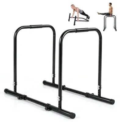 Hrazda na kliky s nosností až 300 kg, výška 81,5–88,5 cm, výškově nastavitelná v rozmezí 86–126 cm, šířkově nastavitelná