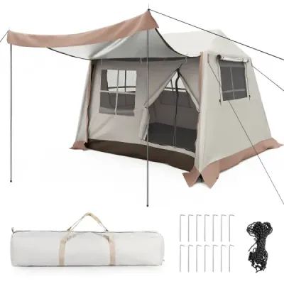 Pop-up stan pro 4 osoby – skládací kempingový stan se 4 síťovanými okny a 2 střešními okny, rozměry 275 x 245 x 188 cm