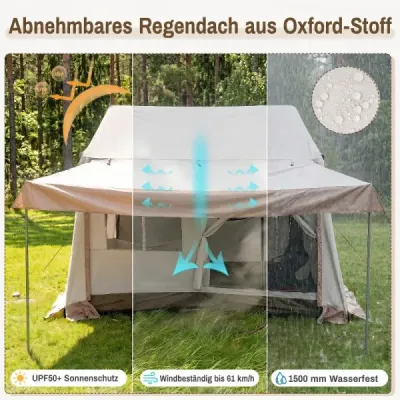 Pop-up stan pro 4 osoby – skládací kempingový stan se 4 síťovanými okny a 2 střešními okny, rozměry 275 x 245 x 188 cm