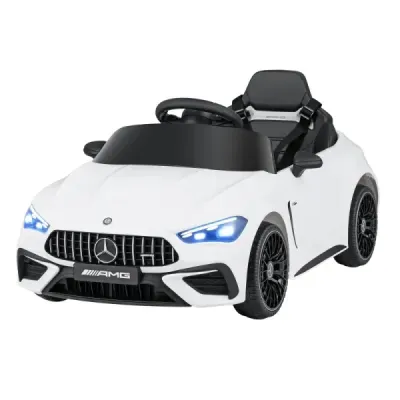 Dětské elektrické auto 12 V Mercedes-AMG s LED světly a dálkovým ovládáním 2,4 GHz, bílé