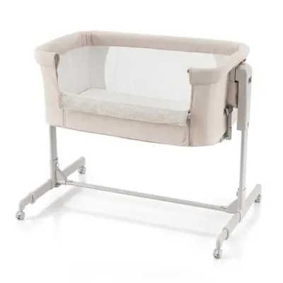 Dětská postýlka 3 v 1 s 6stupňovým nastavením výšky a 4 kolečky, nosnost až 9 kg, béžová