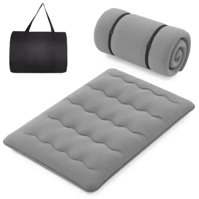 HU10922GR Japonská futonová matrace s pratelným potahem a taškou na přenášení Tatami matrace šedá 140 x 200 cm SKLADEM