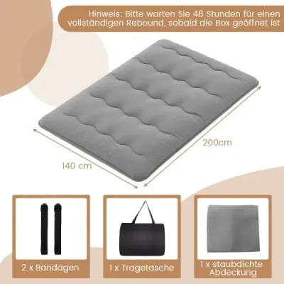 HU10922GR Japonská futonová matrace s pratelným potahem a taškou na přenášení Tatami matrace šedá 140 x 200 cm SKLADEM