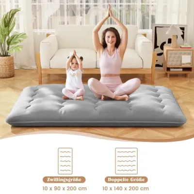 HU10922GR Japonská futonová matrace s pratelným potahem a taškou na přenášení Tatami matrace šedá 140 x 200 cm SKLADEM