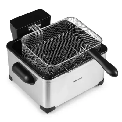 Digitální fritéza s olejem, objem 5 l, výkon 1700 W, nerezová fritézová nádoba, hranolky, 3 košíky a 6 programů