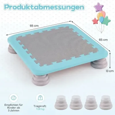 Mini trampolína pro děti, průměr 65 cm, velká skákací plocha s protiskluzovým povrchem z EVA, modrá