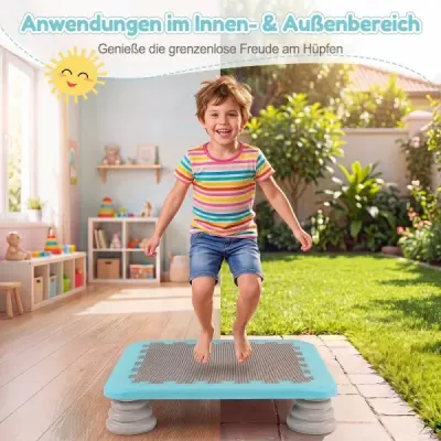 Mini trampolína pro děti, průměr 65 cm, velká skákací plocha s protiskluzovým povrchem z EVA, modrá
