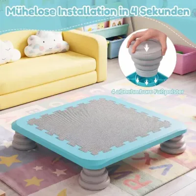 Mini trampolína pro děti, průměr 65 cm, velká skákací plocha s protiskluzovým povrchem z EVA, modrá