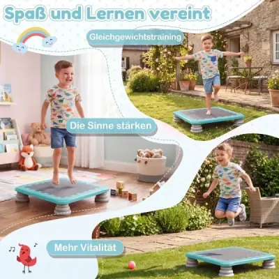 Mini trampolína pro děti, průměr 65 cm, velká skákací plocha s protiskluzovým povrchem z EVA, modrá