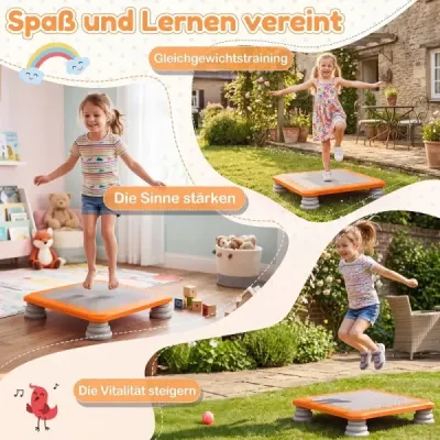 Mini trampolína pro děti, skákací plocha o průměru 65 cm s protiskluzovým povrchem z materiálu EVA, oranžová