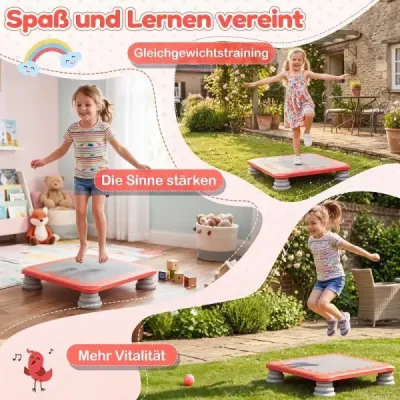 Mini trampolína pro děti, skákací plocha o průměru 65 cm s protiskluzovým povrchem z materiálu EVA, červená
