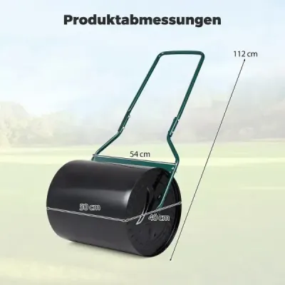 Kovový travní válec s objemem 60 litrů a šířkou válcování 50 cm. Zahradní válec s rukojetí ve tvaru U 50 x 40 x 112 cm