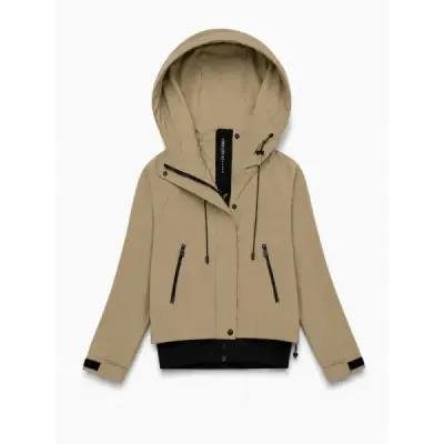 Krátká bunda s kapucí MODA6126 béžová