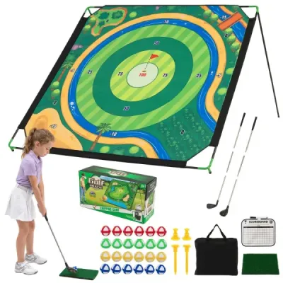 Sada na golfové chipování s kovovým stojanem a 24 míčky pro děti i dospělé, 181 x 181 cm