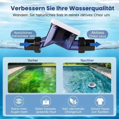 Chlorátor bazénové soli s elektrolýzou slané vody, časovačem a samočisticím elektrolyzérem pro bazény