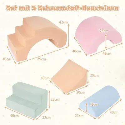 5dílná sada pěnových stavebních kostek se zaoblenými hranami pro děti od 3 let, vícebarevná