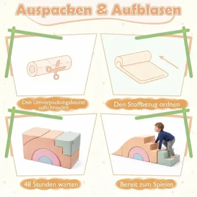 5dílná sada pěnových stavebních kostek se zaoblenými hranami pro děti od 3 let, vícebarevná