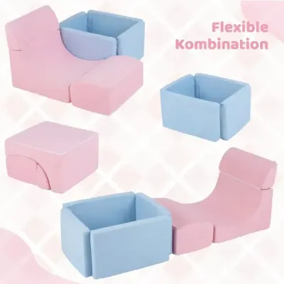 Pěnové stavební kostky pro batolata – měkké kostky s bazénkem na míčky (bez míčků) 152 x 50 x 30 cm