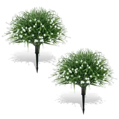 Sada 2 umělých květin s 20cm klasem, umělá cibulová tráva s kaméliemi 70 cm