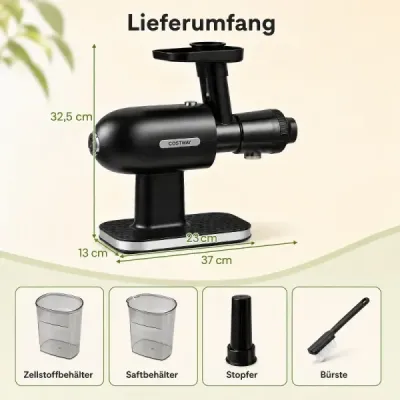 Odšťavňovač typu „Slow Juicer“ na ovoce a zeleninu, 95 % výtěžnost šťávy, odšťavňovač s funkcí zpětného chodu