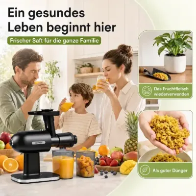 Odšťavňovač typu „Slow Juicer“ na ovoce a zeleninu, 95 % výtěžnost šťávy, odšťavňovač s funkcí zpětného chodu