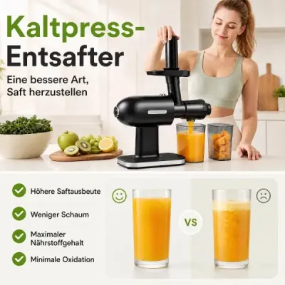 Odšťavňovač typu „Slow Juicer“ na ovoce a zeleninu, 95 % výtěžnost šťávy, odšťavňovač s funkcí zpětného chodu