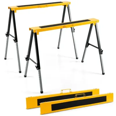 Sada 2 výškově nastavitelných kozlíků na řezání (63-88 cm) ve stabilním A-rámu, vyrobených z kovu
