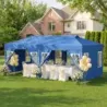Pavilon 3 x 6 m Pop-up párty stan s nastavitelnou výškou, 6 bočními stěnami a okny, modrý