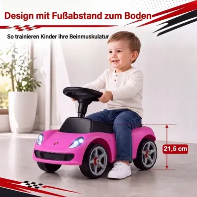 Dětské odrážedlo Porsche s licencí pro děti od 18 měsíců, odrážedlo s klaksonem a světlomety, růžové