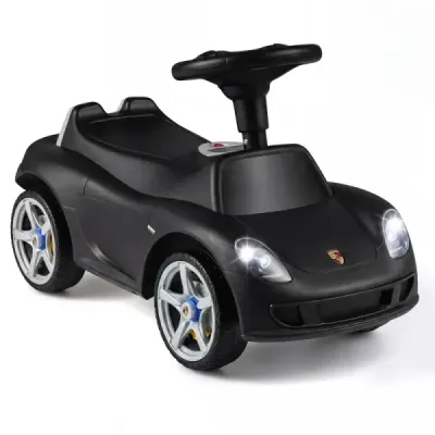 Dětské odrážedlo Porsche s licencí pro děti od 18 měsíců, odrážedlo s klaksonem a světlomety, černé