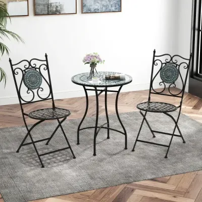 Mozaikový zahradní stůl, kulatý bistro stůl na terasu, do zahrady a k bazénu, 60 x 60 x 72 cm