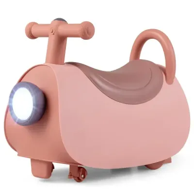 Dětské odrážedlo s hudbou a LED světly, odrážedlo s úložným prostorem pod sedadlem, růžové