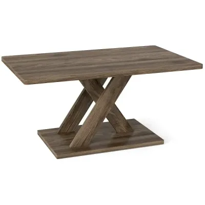 Konferenční stolek s dřevěným vzhledem a širokou deskou, nosnost až 100 kg, 95 x 58 x 45 cm, rustikálně hnědý