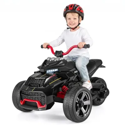 Dětská elektrická čtyřkolka 12V, Dětská čtyřkolka s rychlostí 3-7 km/h, 111 x 72 x 64 cm, Černá