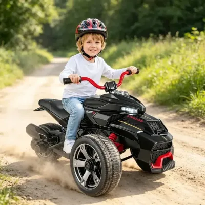 Dětská elektrická čtyřkolka 12V, Dětská čtyřkolka s rychlostí 3-7 km/h, 111 x 72 x 64 cm, Černá